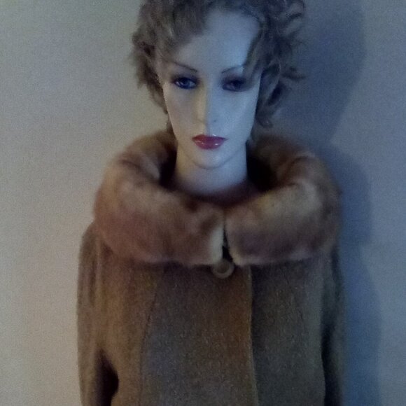 Vintage Bouclé  Women's Coat Genuine Fur Mink? Ring Collar  Sz Small - Picture 3 of 12